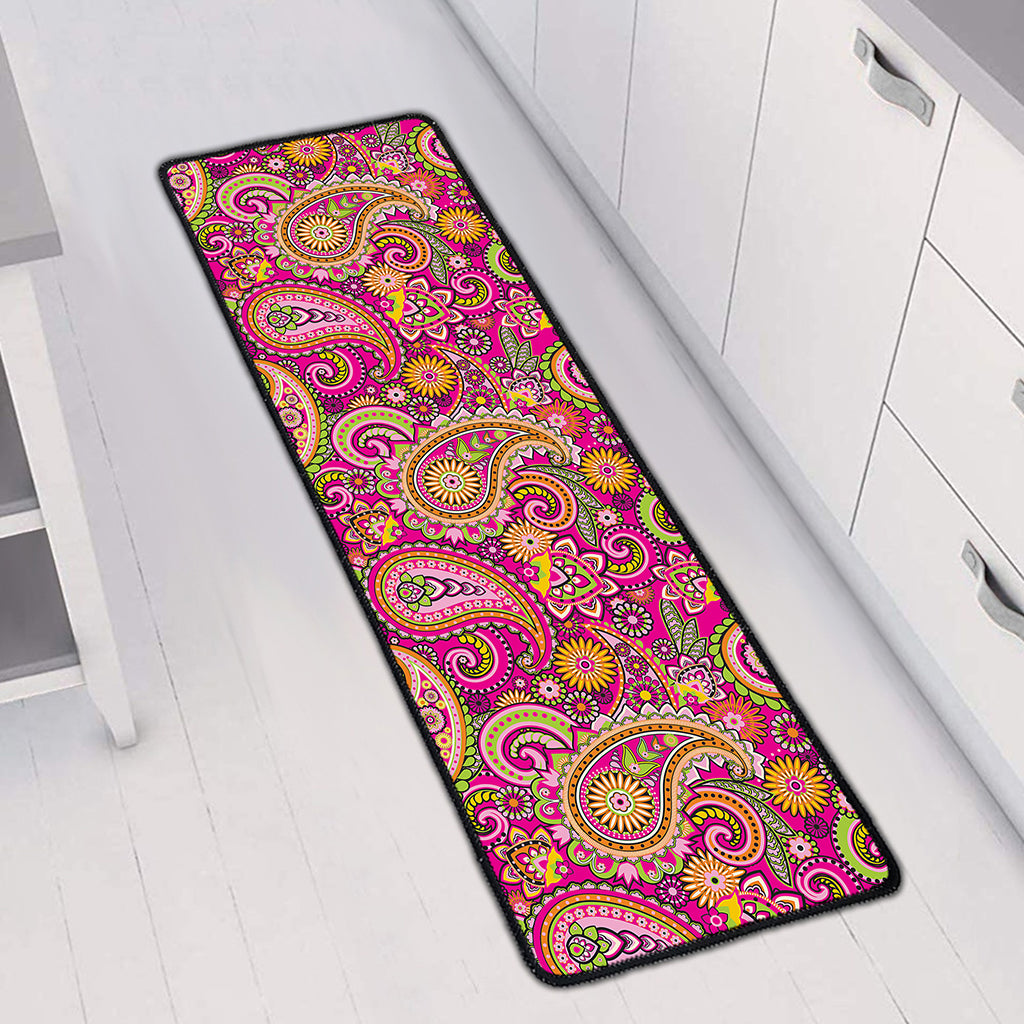 Retro Paisley Pattern Print Long Kitchen Mat