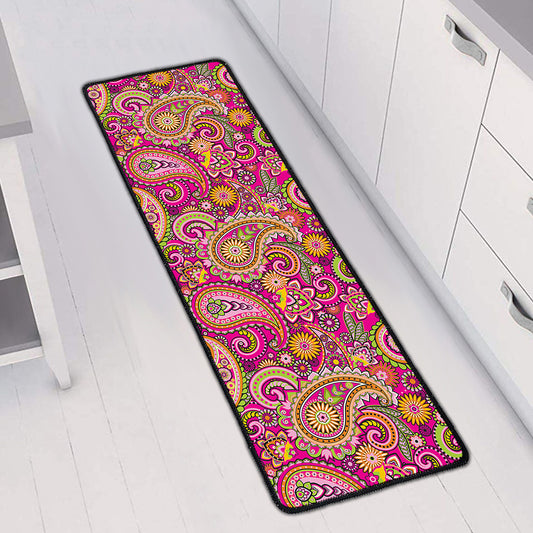 Retro Paisley Pattern Print Long Kitchen Mat