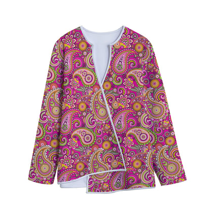 Retro Paisley Pattern Print Long Sleeve Short Coat