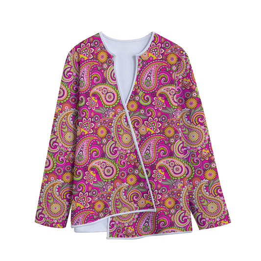 Retro Paisley Pattern Print Long Sleeve Short Coat