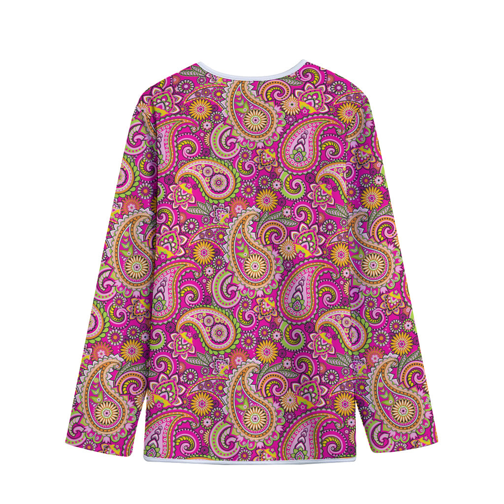 Retro Paisley Pattern Print Long Sleeve Short Coat