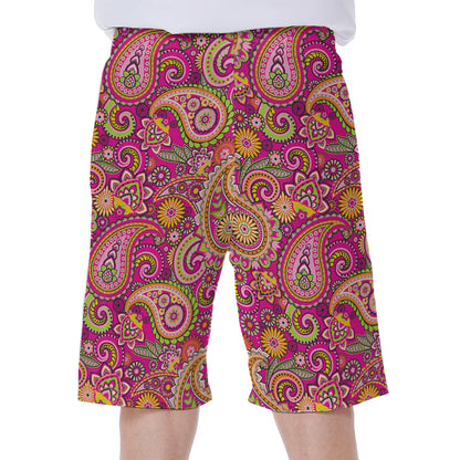 Retro Paisley Pattern Print Men's Beach Shorts