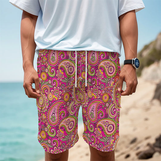 Retro Paisley Pattern Print Men's Cargo Shorts