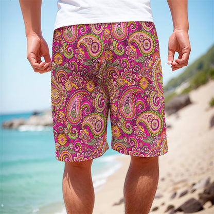 Retro Paisley Pattern Print Men's Cargo Shorts