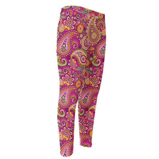 Retro Paisley Pattern Print Men's Compression Pants