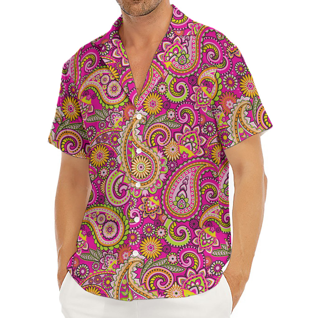 Retro Paisley Pattern Print Men's Deep V-Neck Shirt