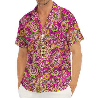 Retro Paisley Pattern Print Men's Deep V-Neck Shirt