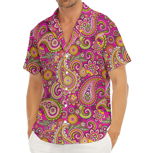 Retro Paisley Pattern Print Men's Deep V-Neck Shirt