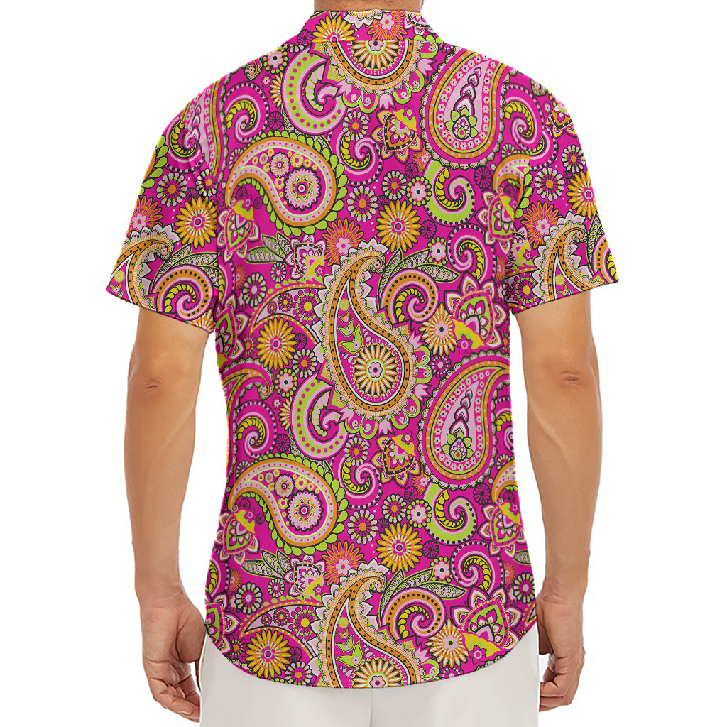 Retro Paisley Pattern Print Men's Deep V-Neck Shirt
