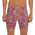 Retro Paisley Pattern Print Men's Long Boxer Briefs