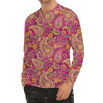 Retro Paisley Pattern Print Men's Long Sleeve Rash Guard