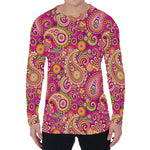 Retro Paisley Pattern Print Men's Long Sleeve T-Shirt
