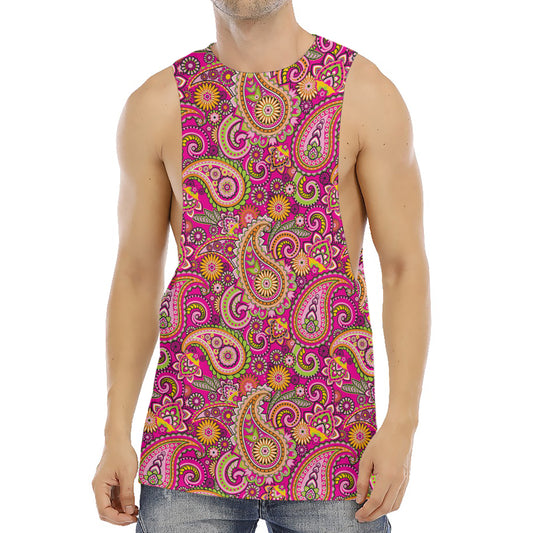 Retro Paisley Pattern Print Men's Muscle Tank Top
