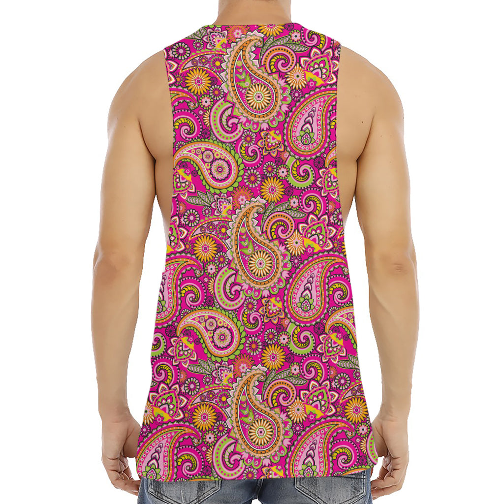 Retro Paisley Pattern Print Men's Muscle Tank Top