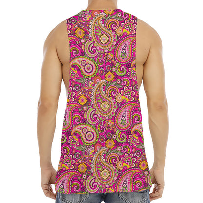Retro Paisley Pattern Print Men's Muscle Tank Top