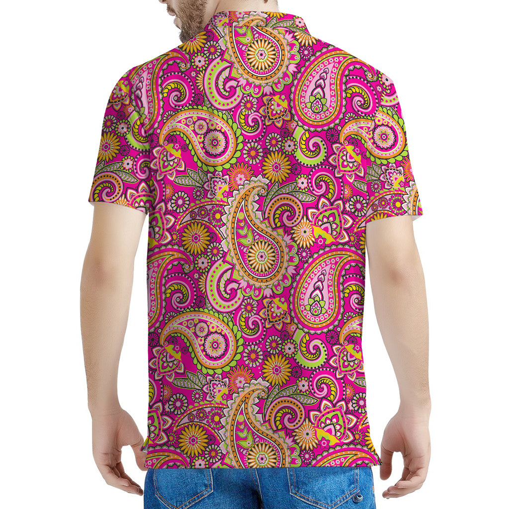 Retro Paisley Pattern Print Men's Polo Shirt
