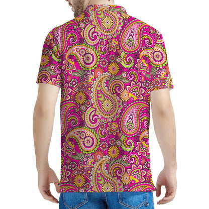 Retro Paisley Pattern Print Men's Polo Shirt