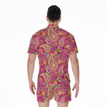 Retro Paisley Pattern Print Men's Rompers