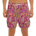 Retro Paisley Pattern Print Men's Split Running Shorts