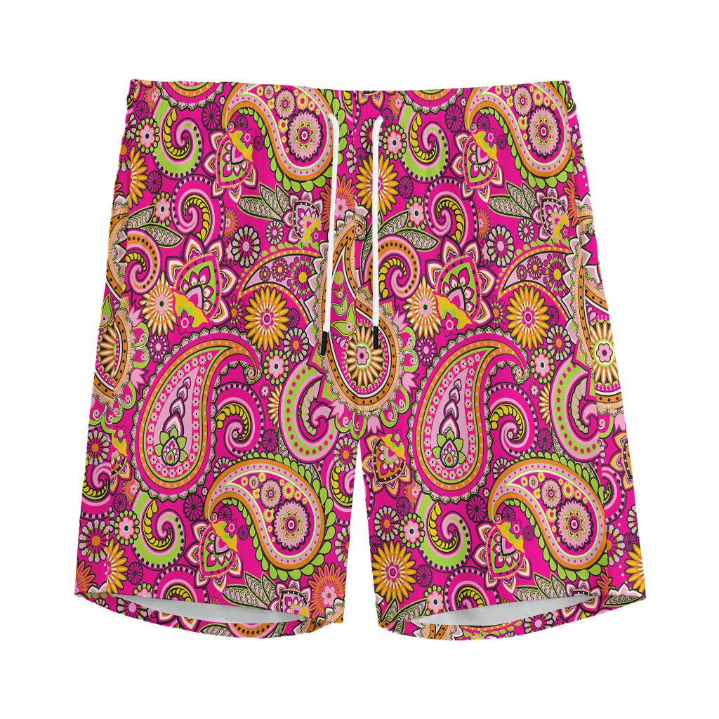 Retro Paisley Pattern Print Men's Sports Shorts