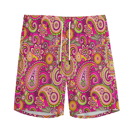Retro Paisley Pattern Print Men's Sports Shorts