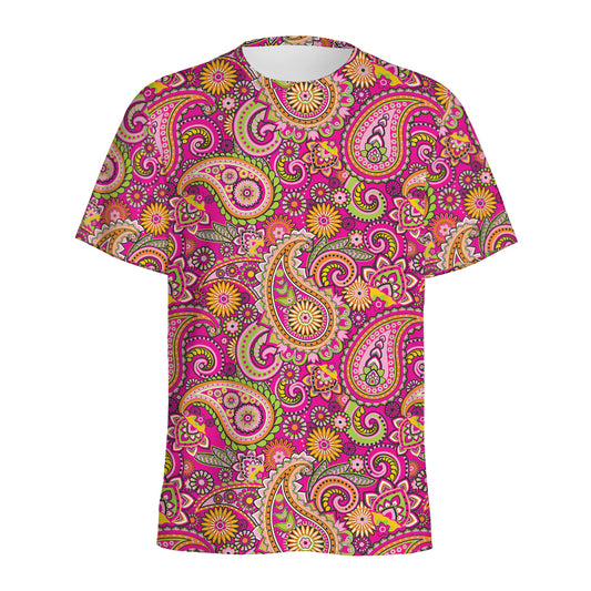 Retro Paisley Pattern Print Men's Sports T-Shirt