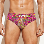 Retro Paisley Pattern Print Men's Swim Briefs