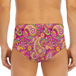Retro Paisley Pattern Print Men's Triangle Swim Briefs