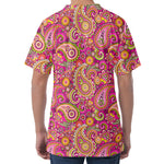 Retro Paisley Pattern Print Men's Velvet T-Shirt