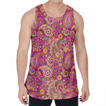 Retro Paisley Pattern Print Men's Velvet Tank Top