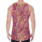 Retro Paisley Pattern Print Men's Velvet Tank Top