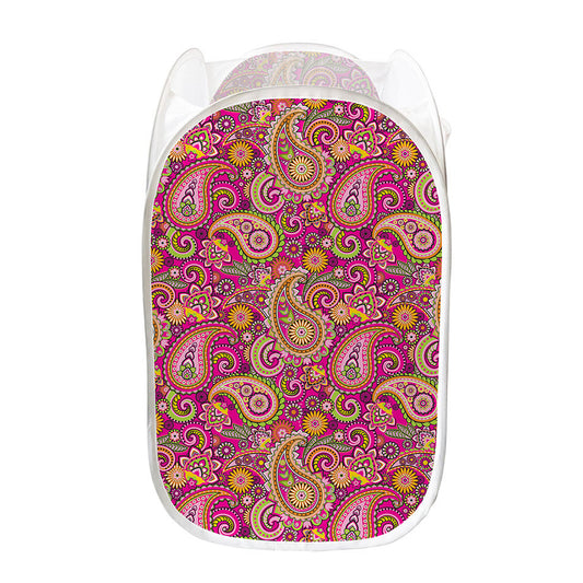 Retro Paisley Pattern Print Mesh Laundry Hamper