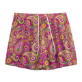 Retro Paisley Pattern Print Mesh Shorts
