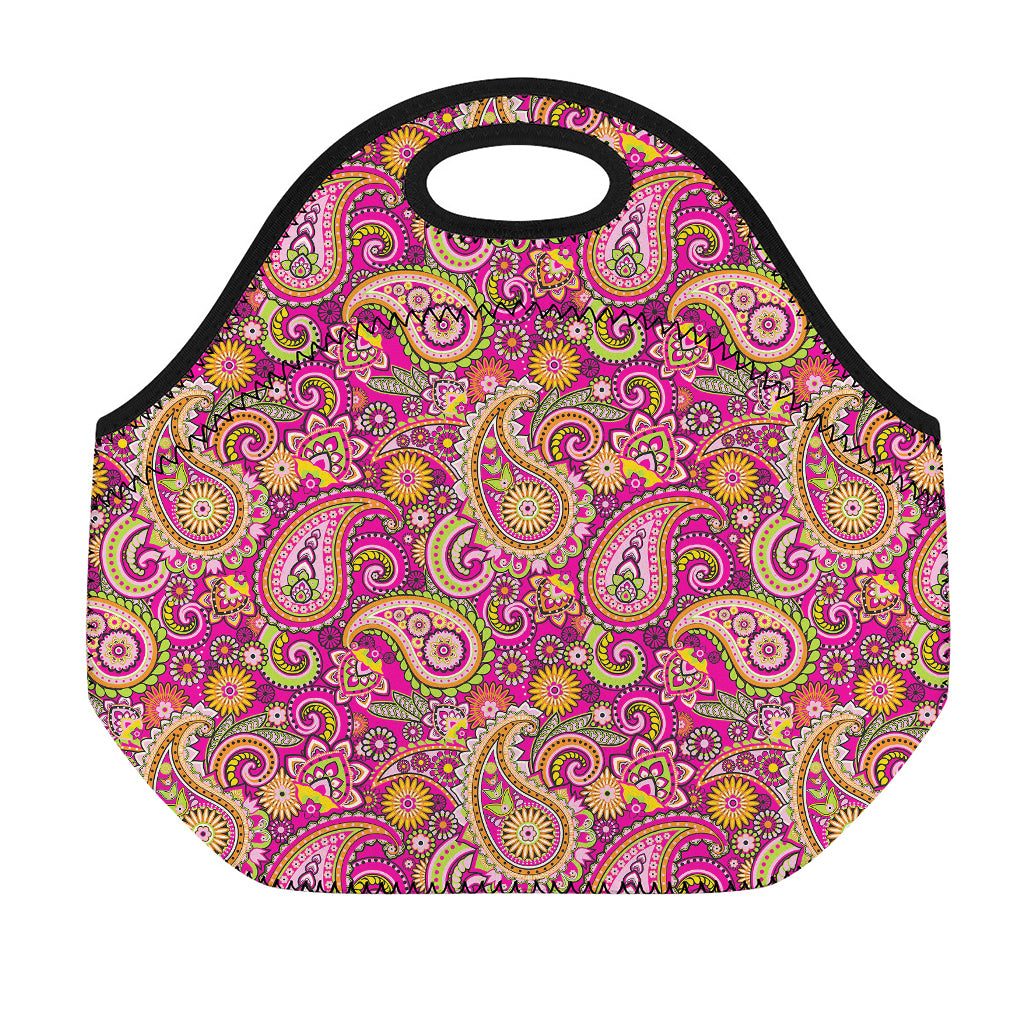 Retro Paisley Pattern Print Neoprene Lunch Bag
