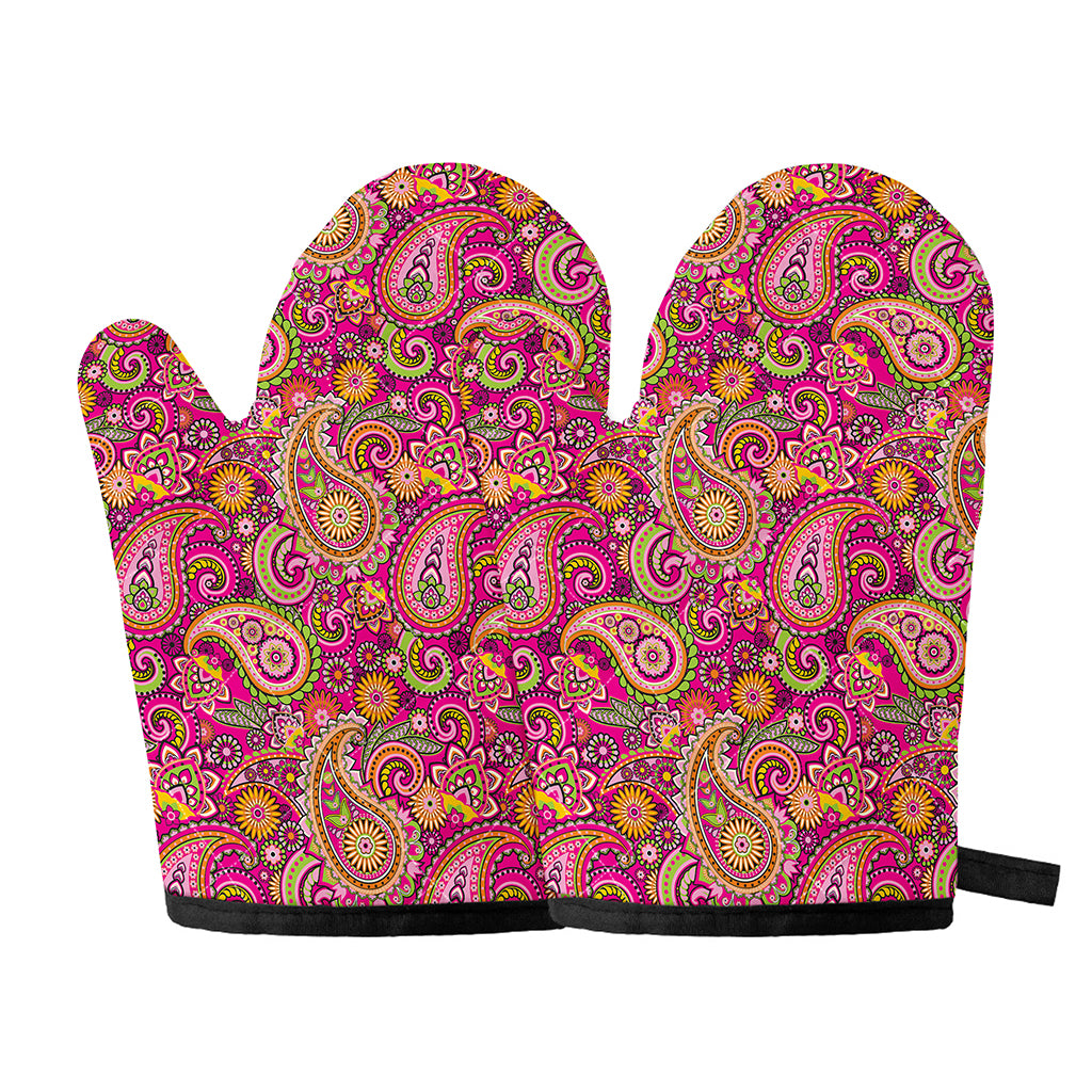 Retro Paisley Pattern Print Oven Mitts