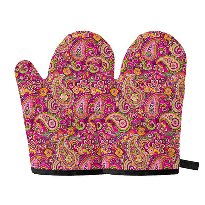 Retro Paisley Pattern Print Oven Mitts