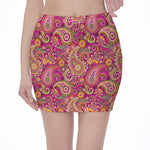 Retro Paisley Pattern Print Pencil Mini Skirt