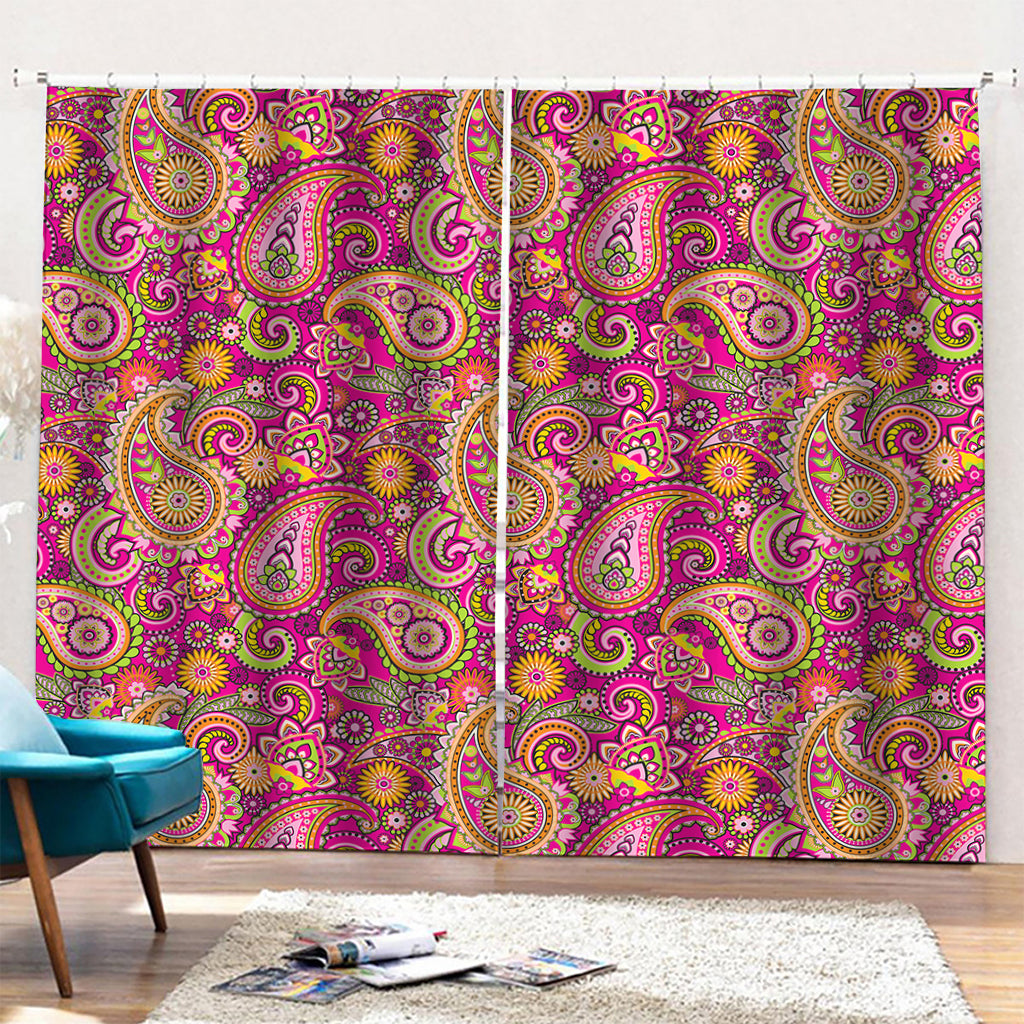 Retro Paisley Pattern Print Pencil Pleat Curtains