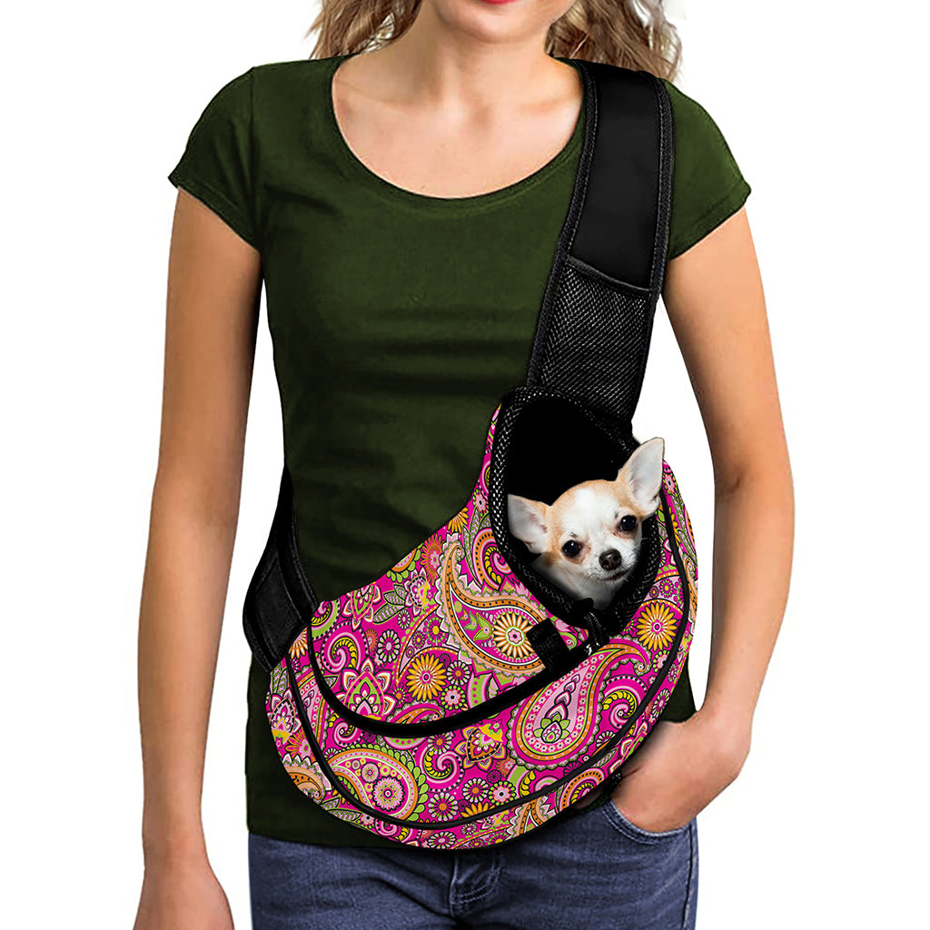 Retro Paisley Pattern Print Pet Sling Carrier