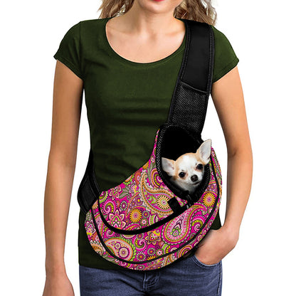 Retro Paisley Pattern Print Pet Sling Carrier