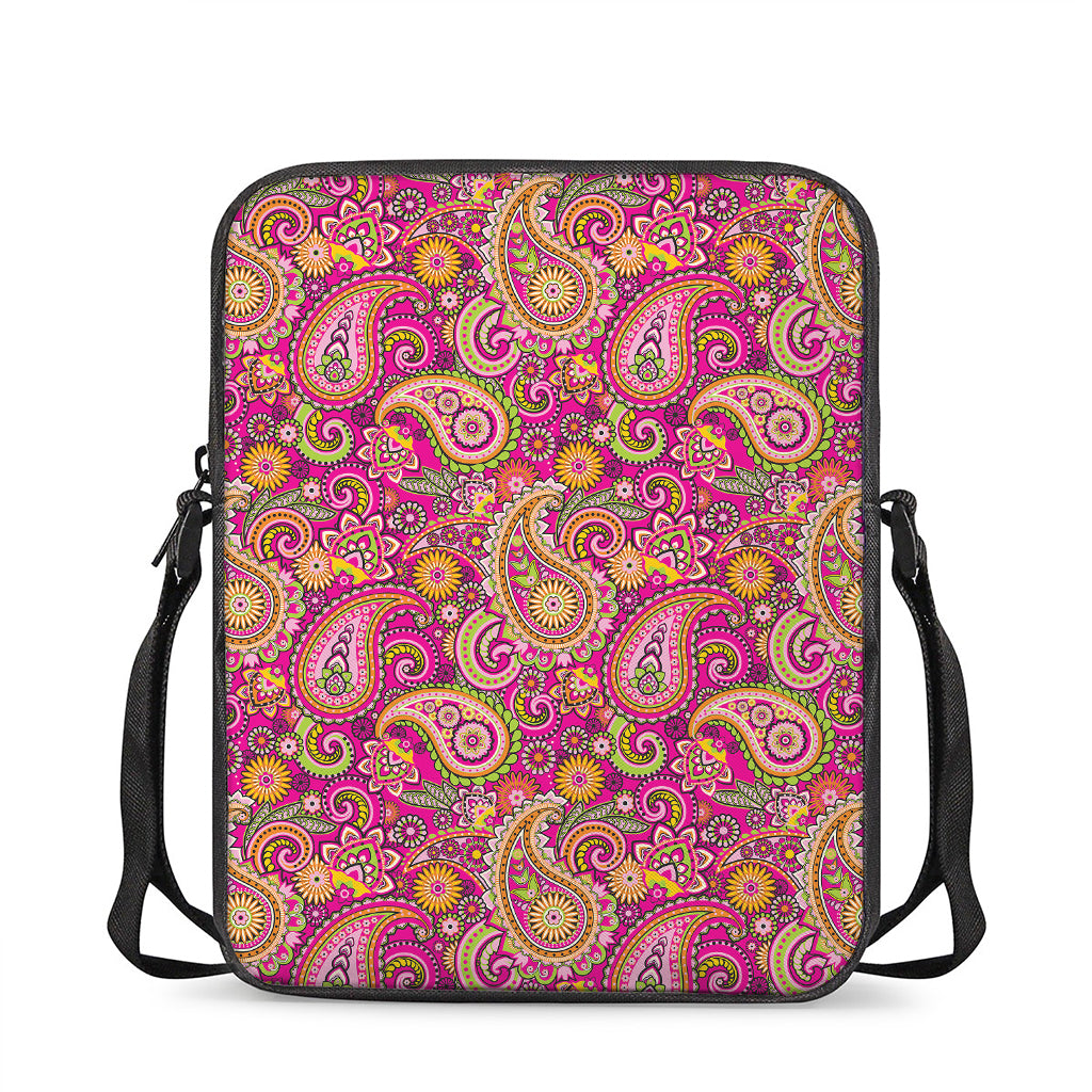 Retro Paisley Pattern Print Rectangular Crossbody Bag