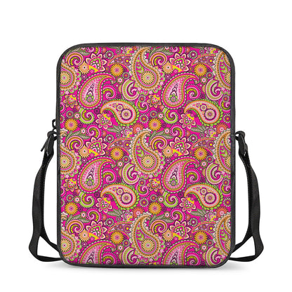 Retro Paisley Pattern Print Rectangular Crossbody Bag