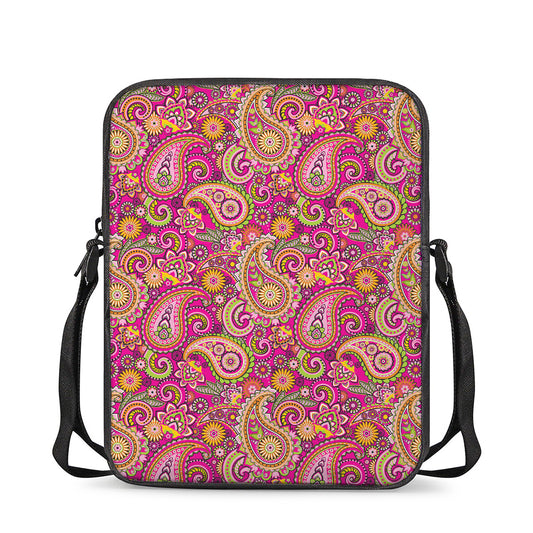 Retro Paisley Pattern Print Rectangular Crossbody Bag
