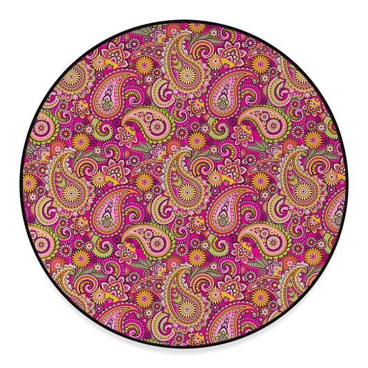 Retro Paisley Pattern Print Round Floor Mat