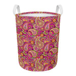 Retro Paisley Pattern Print Round Laundry Basket