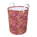 Retro Paisley Pattern Print Round Laundry Basket