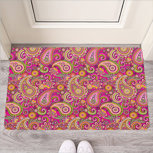 Retro Paisley Pattern Print Rubber Doormat