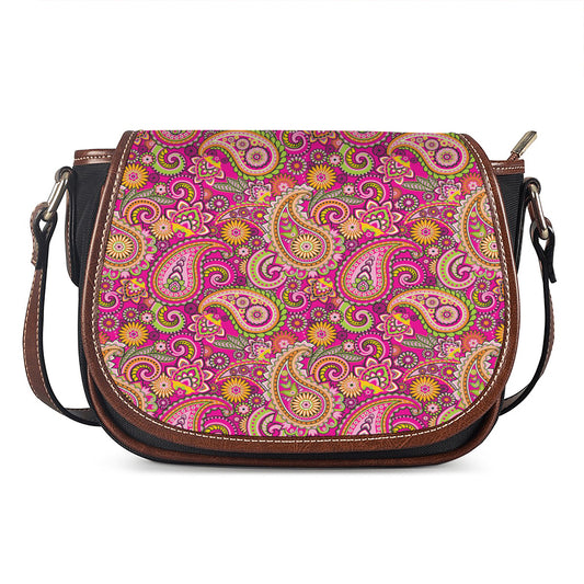 Retro Paisley Pattern Print Saddle Bag