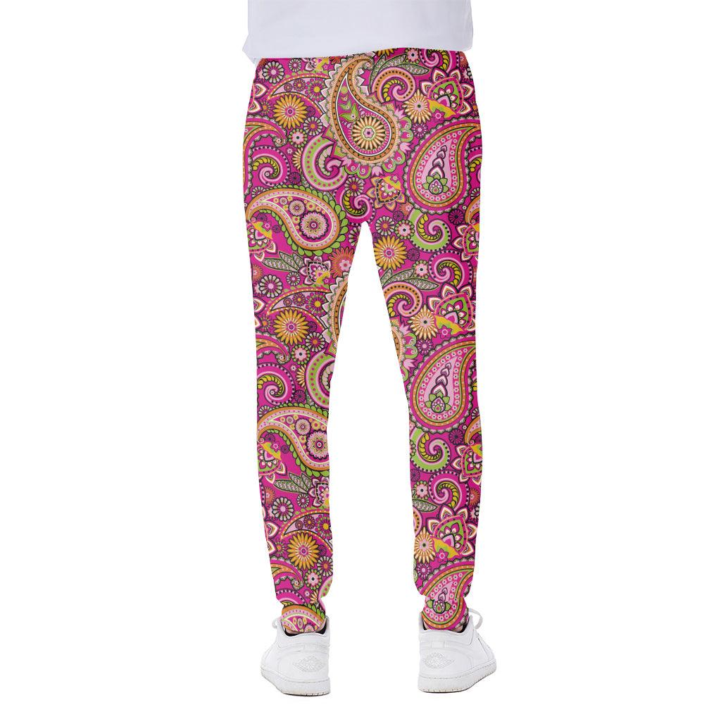 Retro Paisley Pattern Print Scuba Joggers