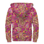 Retro Paisley Pattern Print Sherpa Lined Zip Up Hoodie